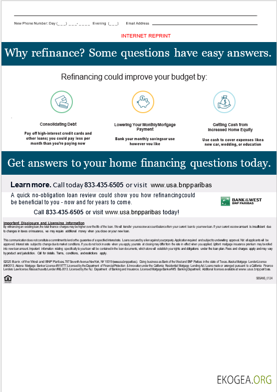 Etats , Unis Dakota du Sud Bank of the West Relevé hypothécaire bancaire BNP Paribas aux formats Word et PDF, 3 pages 3 template Etats , Unis Dakota du Sud Bank of the West Relevé hypothécaire bancaire BNP Paribas aux formats Word et PDF, 3 pages 3 template